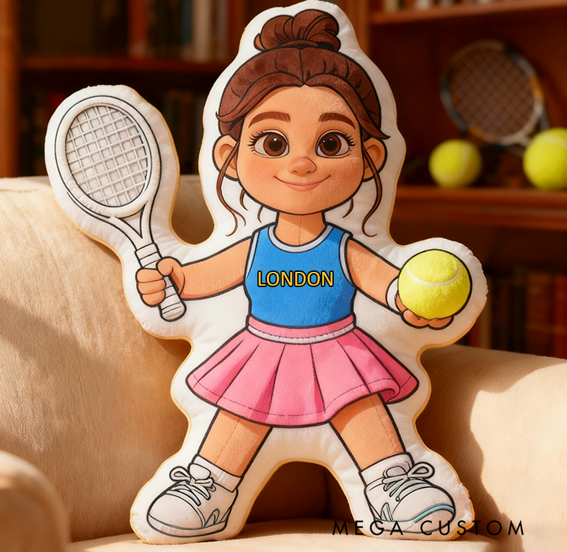 Personalized Graphic3DPrint Girl Tennis Pillow with Custom Name for Tennis Fans