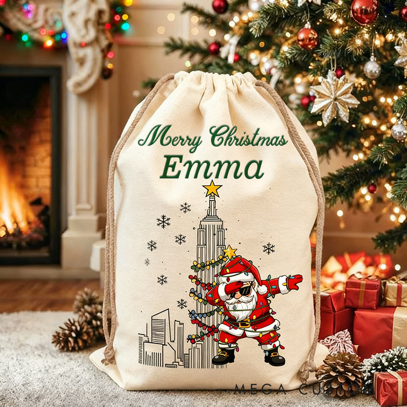 Personalized Empire State Santa Sack Christmas Sack for Travel Lovers