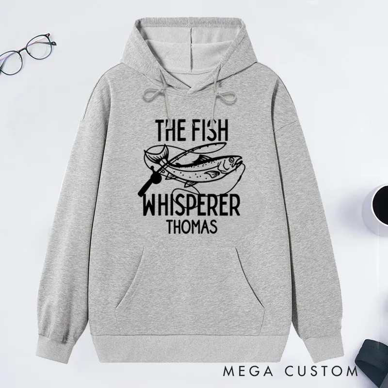 Personalized Fishing Hoodie Funny Fishing Sweatshirt The Fish Whisperer Hoodie Custom Name Warm and Comfortable Gift for Fishing Lovers