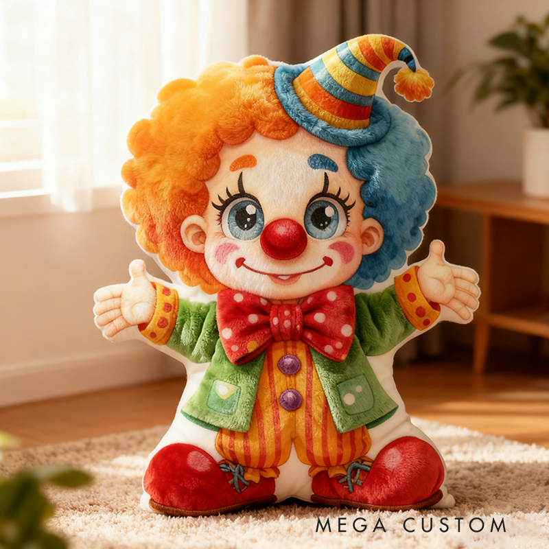 Personalized Colorful Cartoon Clown Christmas Gift Pillow Fun Circus Style with Vibrant Balloons Perfect for Kids' Room Decor