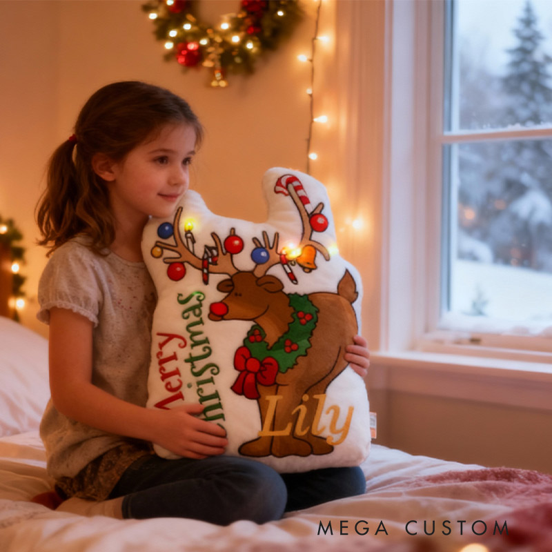 Personalized Reindeer Cheer Christmas Pillow Graphic 3D Print Pillow for Travel Lovers