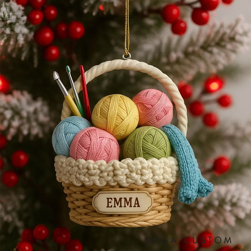 Personalized Knitting and Crochet Ornament Custom Name Crocheter Acrylic Ornament 2025 Christmas Tree Ornament for Crochet Lover