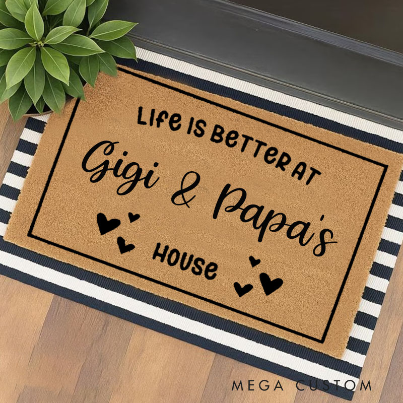 Personalized Life Is Better at Our House Doormat Housewarming Gift Welcome Mat for New Home Indoor Outdoor Door Mat Family Home Decor Durable Design