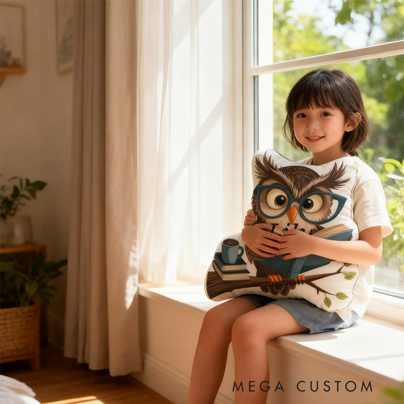 Personalized Bookish Owl Pillow Graphic 3D Print Gift for Reading Lovers