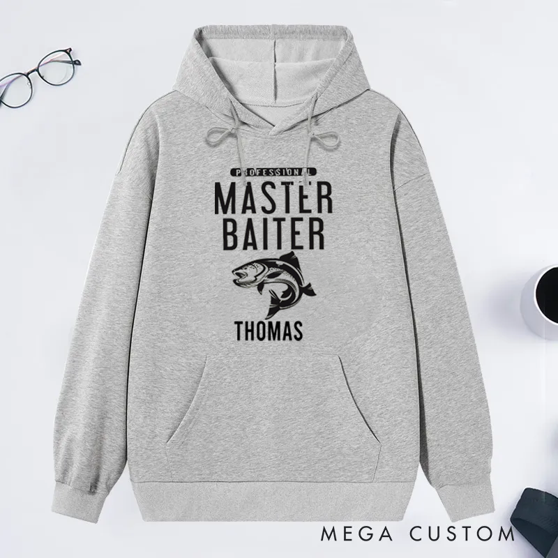 Personalized Fishing Hoodie Master Baiter Hoodie Custom Name Sweatshirt Comfortable and Stylish Gift for Fishing Enthusiasts