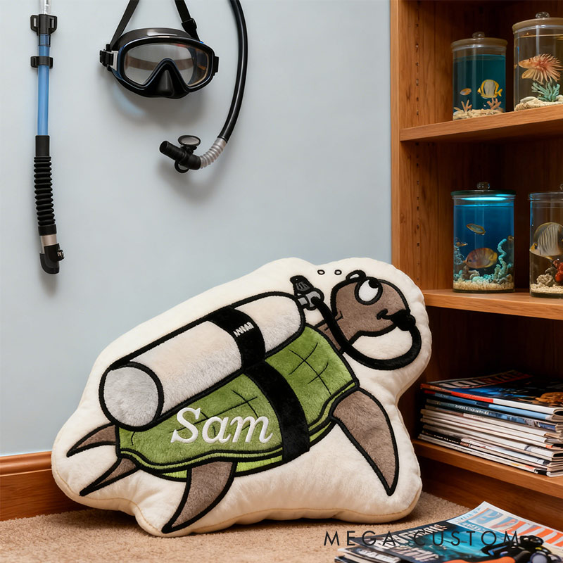 Personalized Diving Turtle Pillow Graphic 3D Print Pillow for Travel Lovers