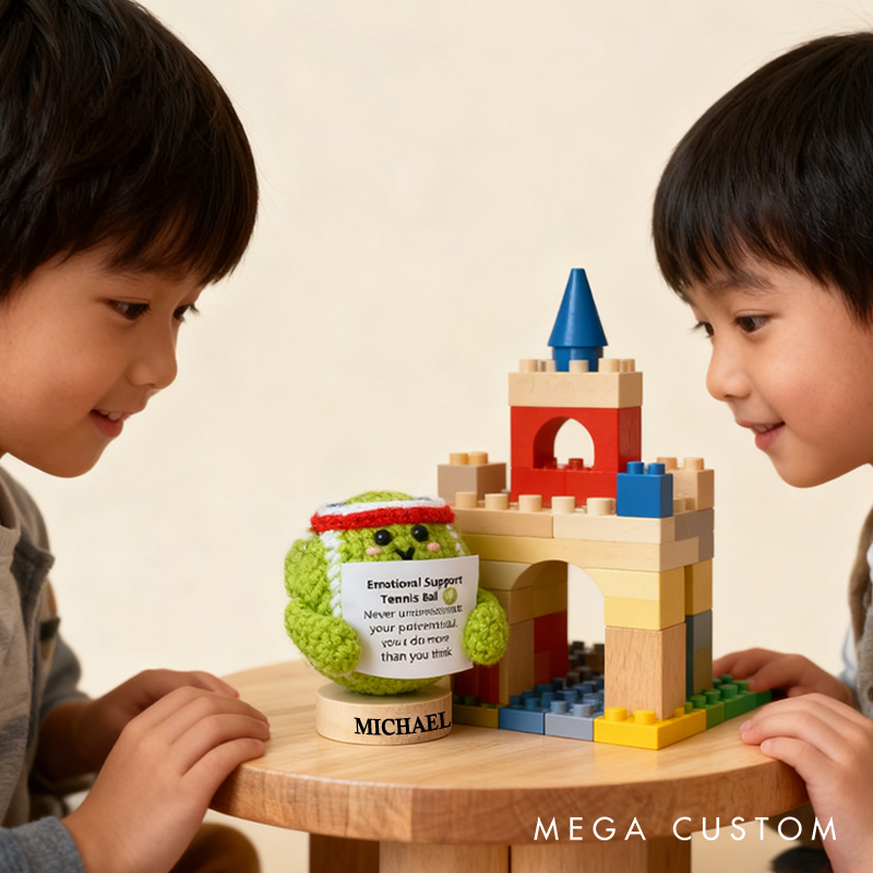 Personalized Crochet Tennis Ball Plush with Motivational Quoteand Custom Name Cheer Up Gifts For Tennis Team Players