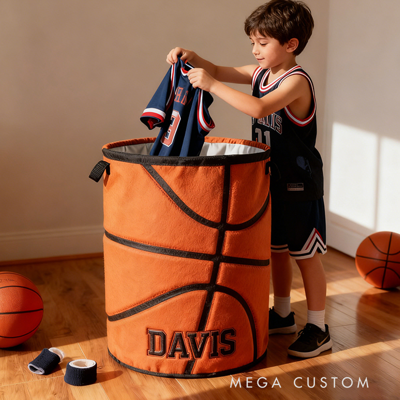 Personalized Basketball Storage Basket with Custom Name for Fans and Athletes