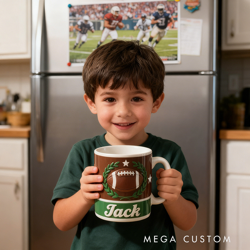 Personalized Football Coffee Mug with Dynamic Field and Custom Name for Fans