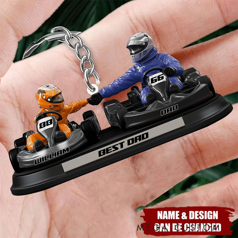 Personalized Kart Racing Personalized Keychain Custom Name Number and Color Gift for Dad and Car Lovers