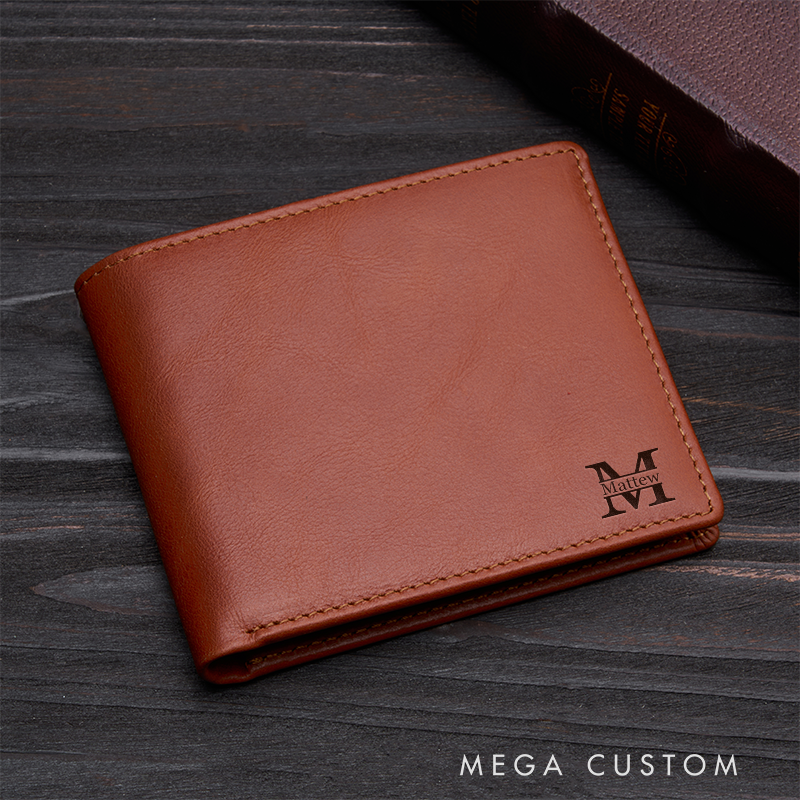 Personalized Leather Wallet Men's Wallet Custom Wallet for him Engraved Wallets with Name Minimalist Wallet Leather Gift For Him Gift for Husband Boyfriend Father