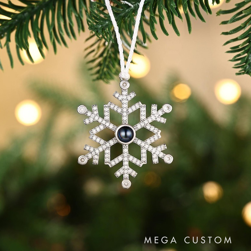 Personalized Family Projection Ornament Christmas Photo Projection Ornament Snowflake Ornament Hanging Tree Decor Memorial Christmas Gift