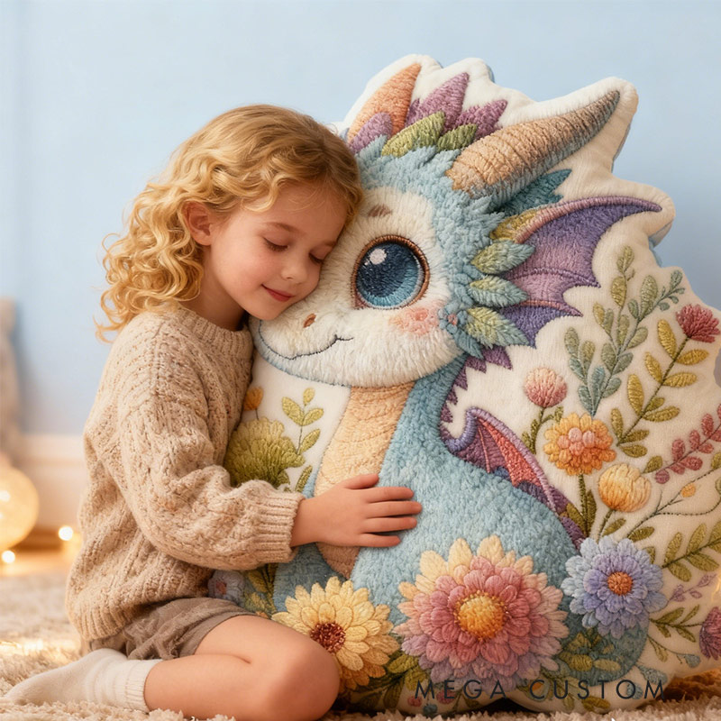 Personalized Floral Dragon Garden Pillow with Custom Name Graphic 3D Print Pillow for Gardening Lovers