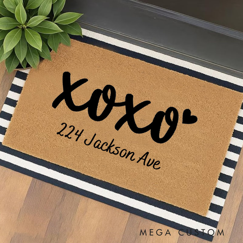 Personalized XOXO Doormat Custom Address Design Durable Coir Welcome Mat Stylish And Fun Home Entryway Decor Perfect Gift For Housewarming Or New Home