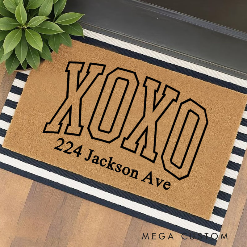 Personalized XOXO Doormat Custom Couple Address Design Welcome Mat Modern And Stylish Home Entryway Decor Perfect Gift For Housewarming