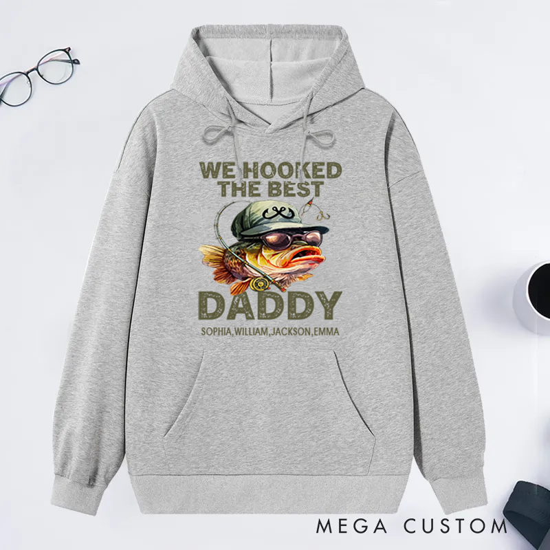 Personalized Fishing Hoodie Funny Fishing Sweatshirt Custom Names Perfect Gift for Fishing Enthusiast Dads Grandpas