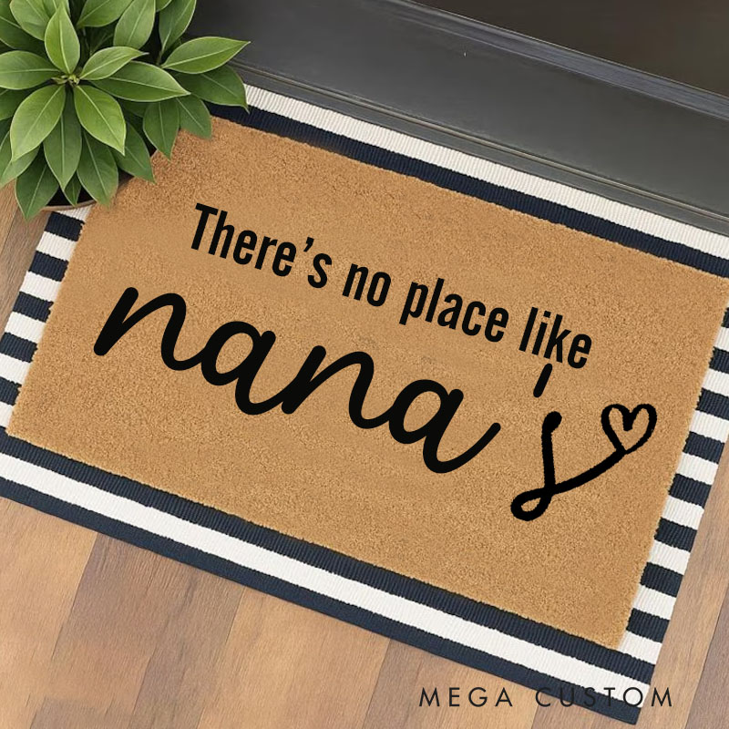 Personalized There Is No Place Like Home Doormat Housewarming Gift Welcome Mat for New Home Natural PVC Free Door Mat Indoor Outdoor Family Decor Rug