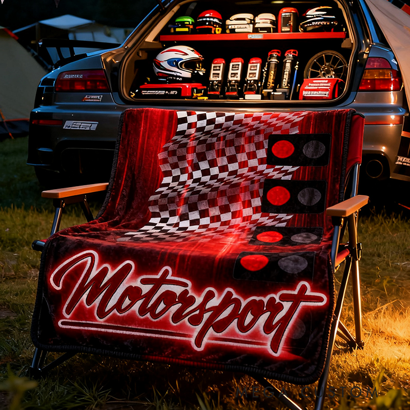 Personalized Racing Flag Blanket Custom Text Motorsport Throw for Car Lovers and Racing Fans Perfect Gifts