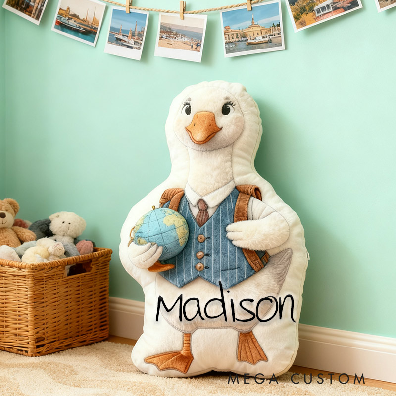 Personalized Globetrotter Goose Travel Pillow Graphic 3D Print Pillow for Travel Lovers