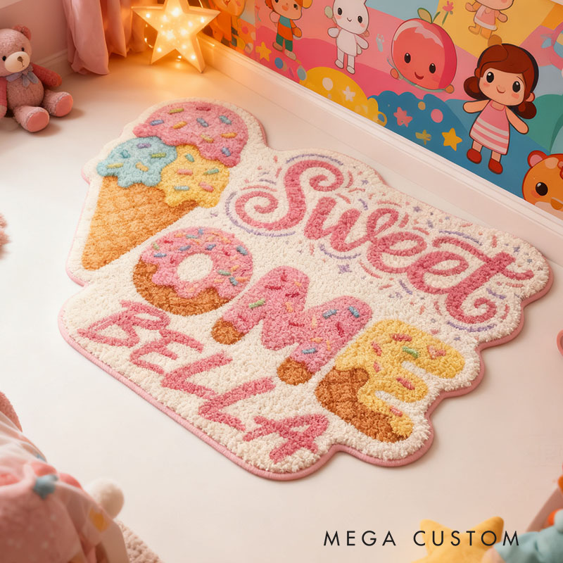Personalized Sweet Home Ice Cream Rug Custom Name Soft Durable Doormat Decorative Accent For Kids Rooms Playrooms Or Home Decor Housewarming Gifts