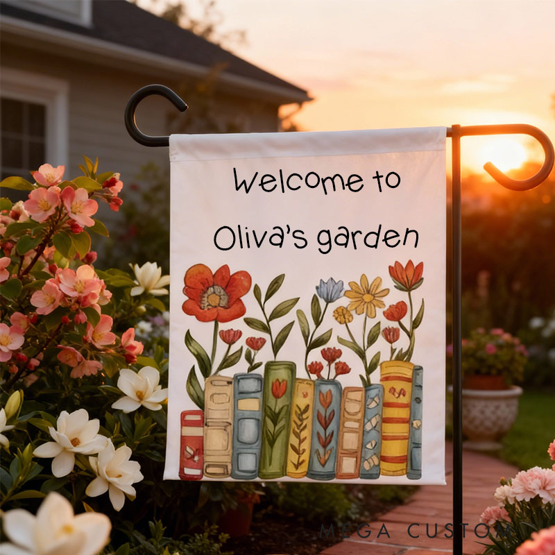 Personalized Literary Blooms Garden Flag Yard Flag Spring Garden Flag Summer Decor Double Sided for Garden Lovers