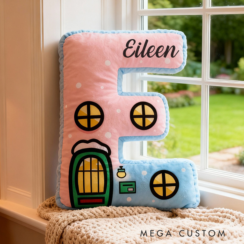 Personalized Letter Pillow Custom Name Design Soft Decorative Cushion Whimsical House Theme Cozy Accent For Kids Rooms Or Home Decor Graphic 3D Print