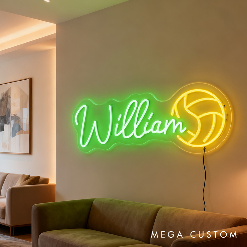 Personalized Volleyball Neon Sign with Custom Name for Volleyball Enthusiasts and Game Rooms