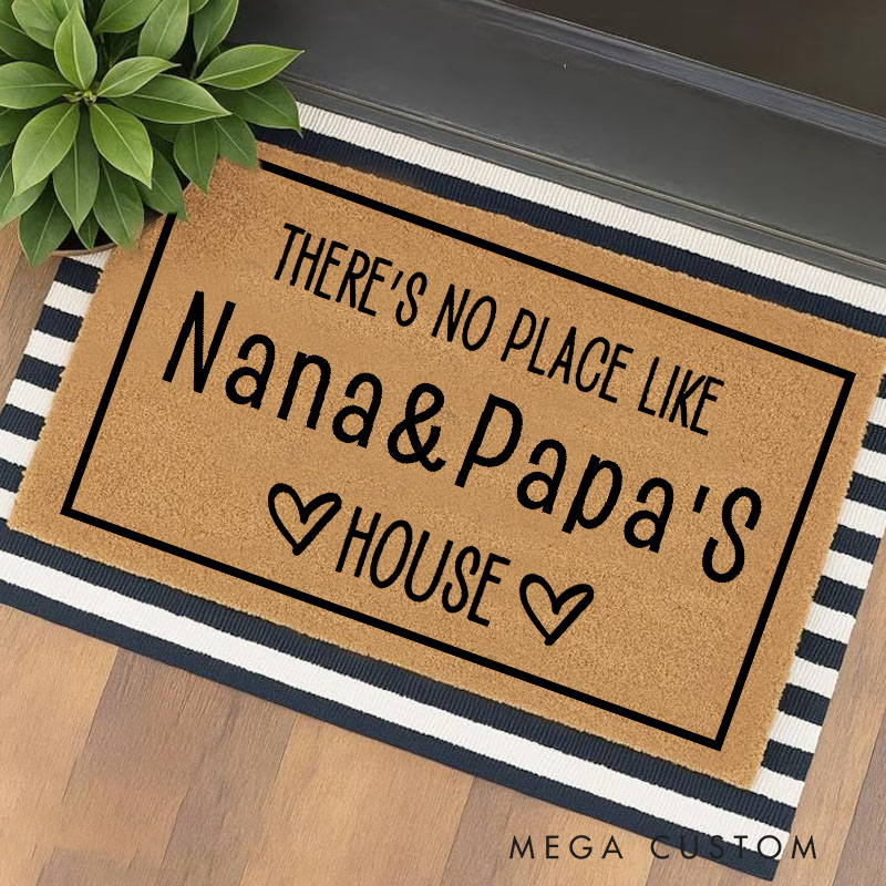 Theres No Place Like Grandparents House Doormat Custom Welcome Mat for Grandparents Gift Personalized Home Decor Nana And Papa Housewarming Gifts