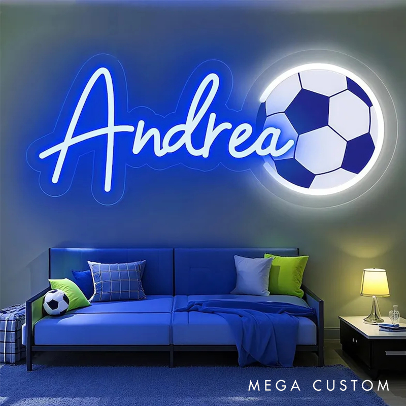 Personalized Football and Baseball Neon Sign with Custom Name for Sports Fans 