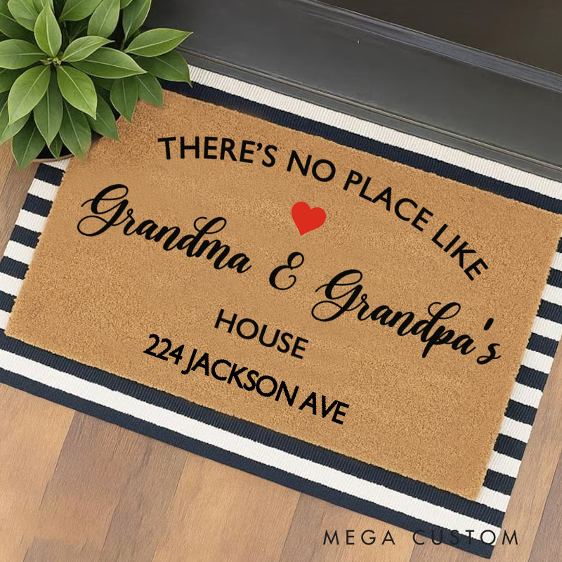 There's No Place Like Grandma & Grandpas House Coir Doormat Welcome Doormat Anniversary Gift Home Decor Family Day Gift Housewarming Gifts