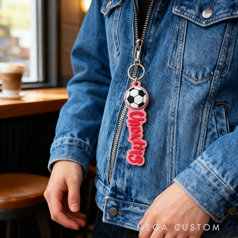 Personalized Soccer 3D Keychain Custom Name for Athletes and Enthusiasts Valentine's Day Gifts 