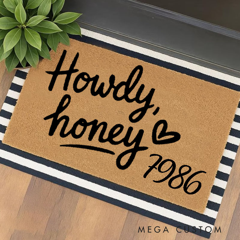 Personalized Howdy Honey Doormat Cowgirl Decor Home Doormat Western Decor Texas Doormat Home Gift Outdoor Doormat Closing Gift Housewarming Gifts