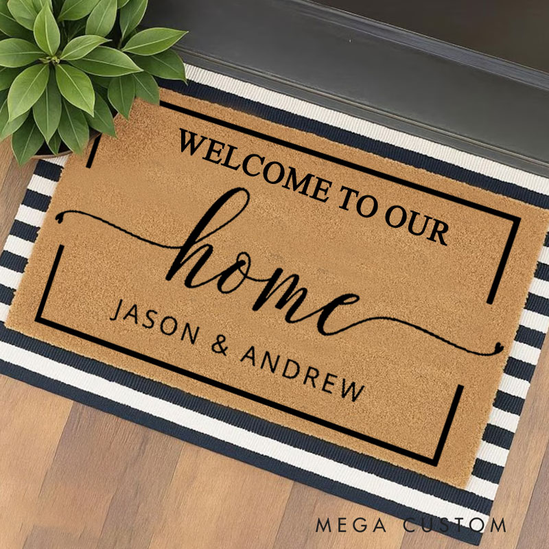 Personalized Welcome Doormat Outdoor Indoor Mat Custom Coir Mat with Name for Couple Valentine's Day gifts Housewarming Gift 