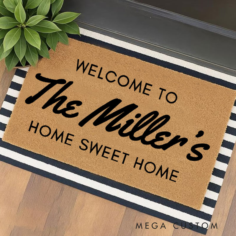 Personalized Sweet Home Doormat Custom Welcome Mat with Name for Couple Valentine's Day gifts Housewarming Gift