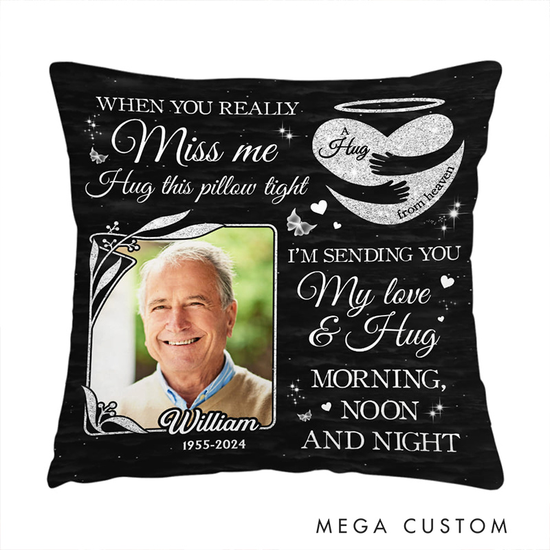 Personalized Memorial Photo Pillow I'm Sending You My Love and Hug Custom Double Sided Pillow Memory Pillow Sympathy Gift