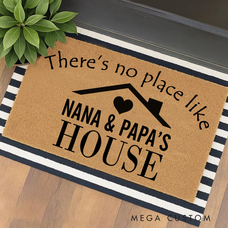 Personalized There’s No Place Like Nana and Papa’s House Welcome Mat Door Mat Home Doormat Grandparents Gift Grandma and Grandpa Memaw