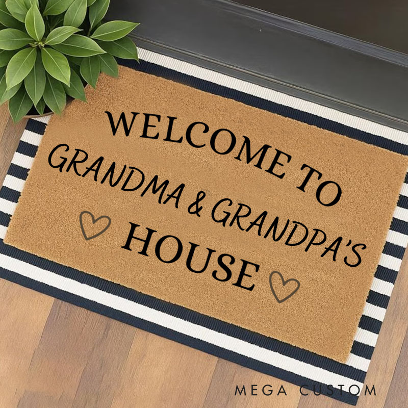 Personalized Welcome to Our House Doormat Housewarming Gift Durable Welcome Mat for New Home Indoor Outdoor Door Mat Family Home Decor Rug