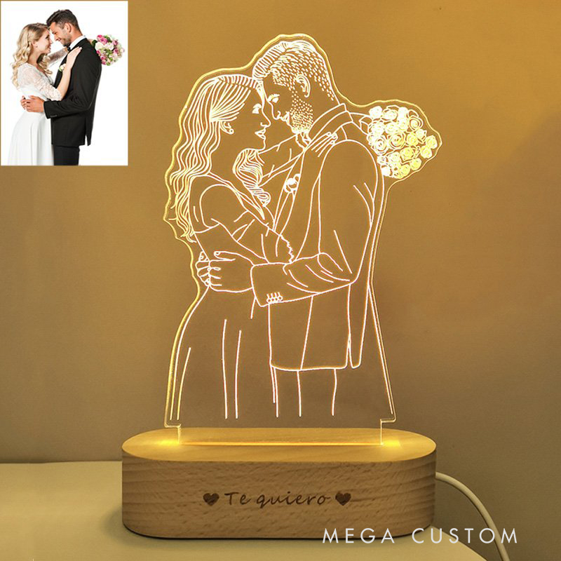 Personalized Couple Football Night Light with Custom Photo and Love Message Valentine’s Day