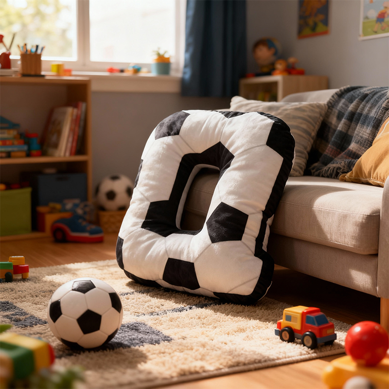 Soccer Ball Letter Pillow with Custom Name Design