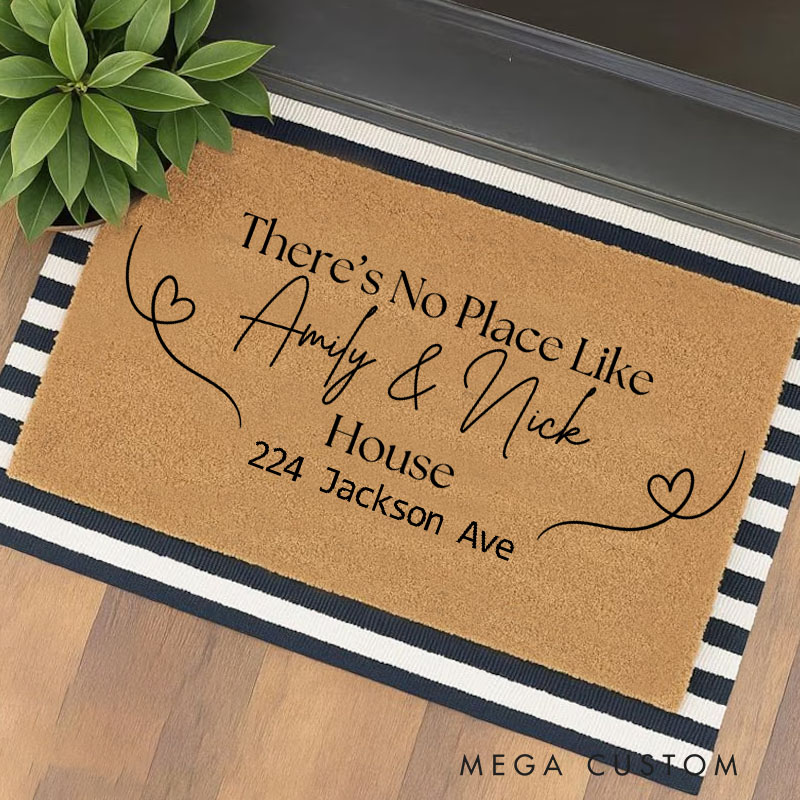 Personalized There's No Place Like Doormat Custom House Doormat Durable Coir Rug Decorative Accent For Entryways Housewarming Wedding Or Couple Gifts