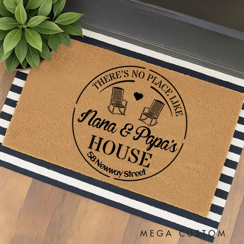Personalized There's No Place Like Doormat Custom Nana & Papa’s House Doormat Grandparents Day Gift Welcome Door Mat Home Doormat Grandma Gift