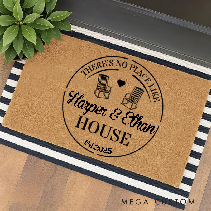 Personalized There's No Place Like Doormat Custom Couple House Doormat Decorative Accent For Entryways Or Housewarming Valentine's Day gifts