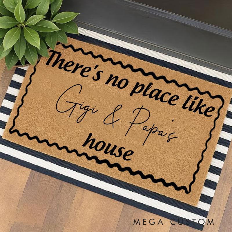 Personalized Welcome Doormat There's No Place Like House Custom Home Mat with Name for Grandparent Gifts Housewarming Gift