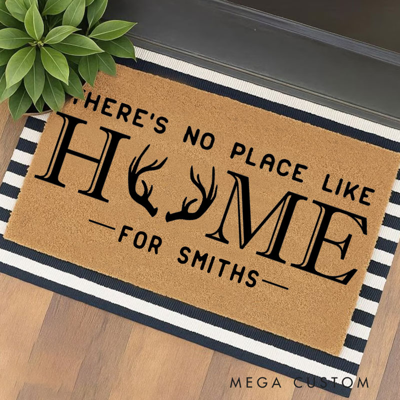 Personalized Welcome Doormat There Is No Place Like Home Custom Home Mat with Name for Couple Family Gift Housewarming Gift