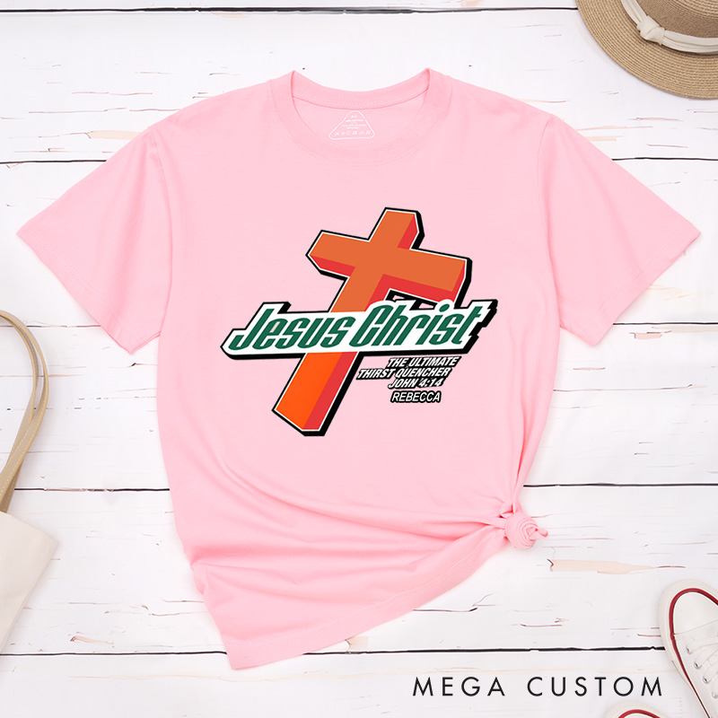 Personalized Jesus Christ Cotton T-Shirt with Name Christian Cross Unisex Classic T-Shirt Faith Shirt Gift Christian Apparel Gift for Jesus Lover