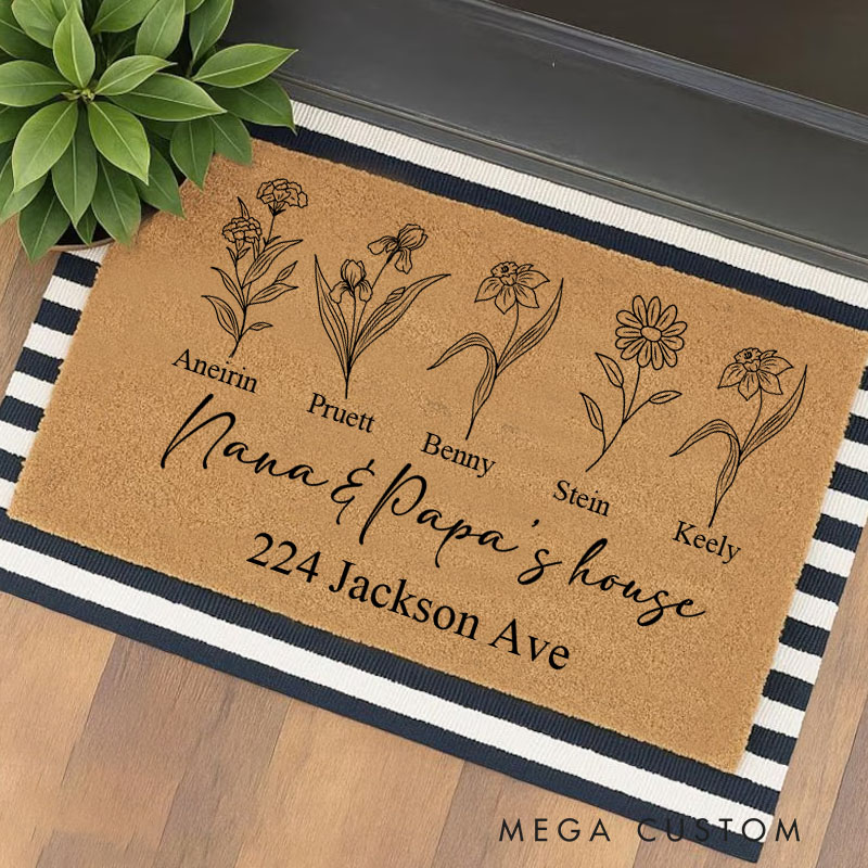 Personalized Nana&Papa’s House Doormat Custom Family House Doormat With Names Gifts for Grandparents Housewarming Gifts Home Decor