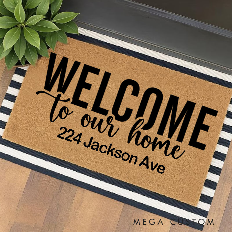Personalized Welcome To Our Home Doormat Custom Coir Welcome Mat Door Mat Housewarming Gifts