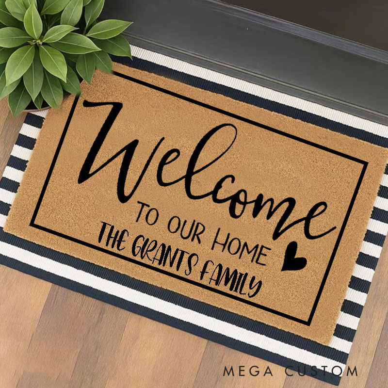 Personalized Welcome to Our Home Doormat Custom Housewarming Wedding Gift