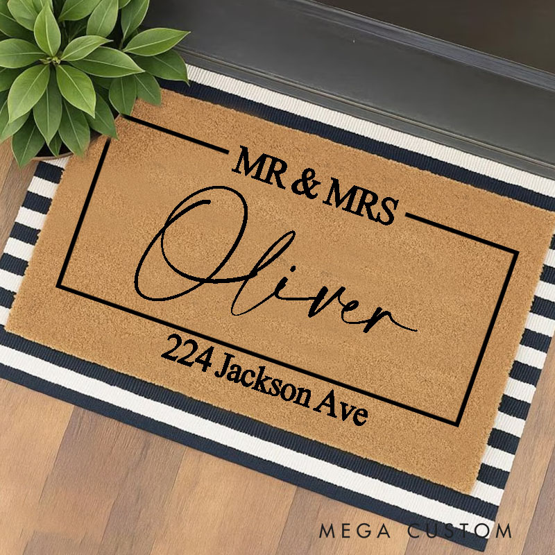 Personalized Doormat Mr And Mrs Gifts Mr And Mrs Personalized Doormat Family Surname Custom Mat Customized Welcome Doormat New Mat Gift