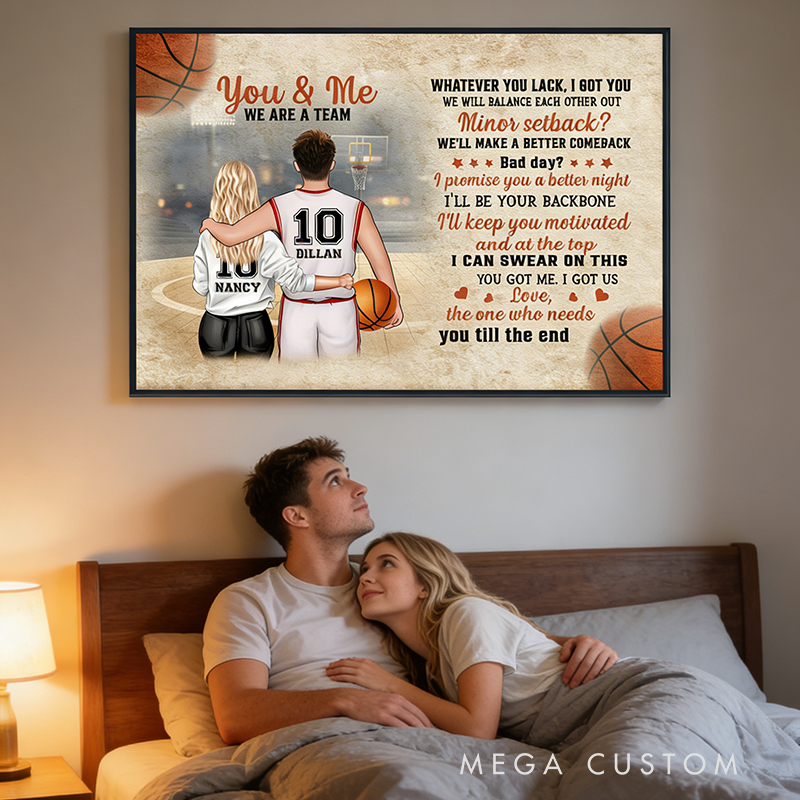 Personalized Basketball Couple Wall Hangings with Custom Names and Numbers Valentine's Day Gifts